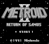 Metroid 2 Return of Samus title screen for GameBoy